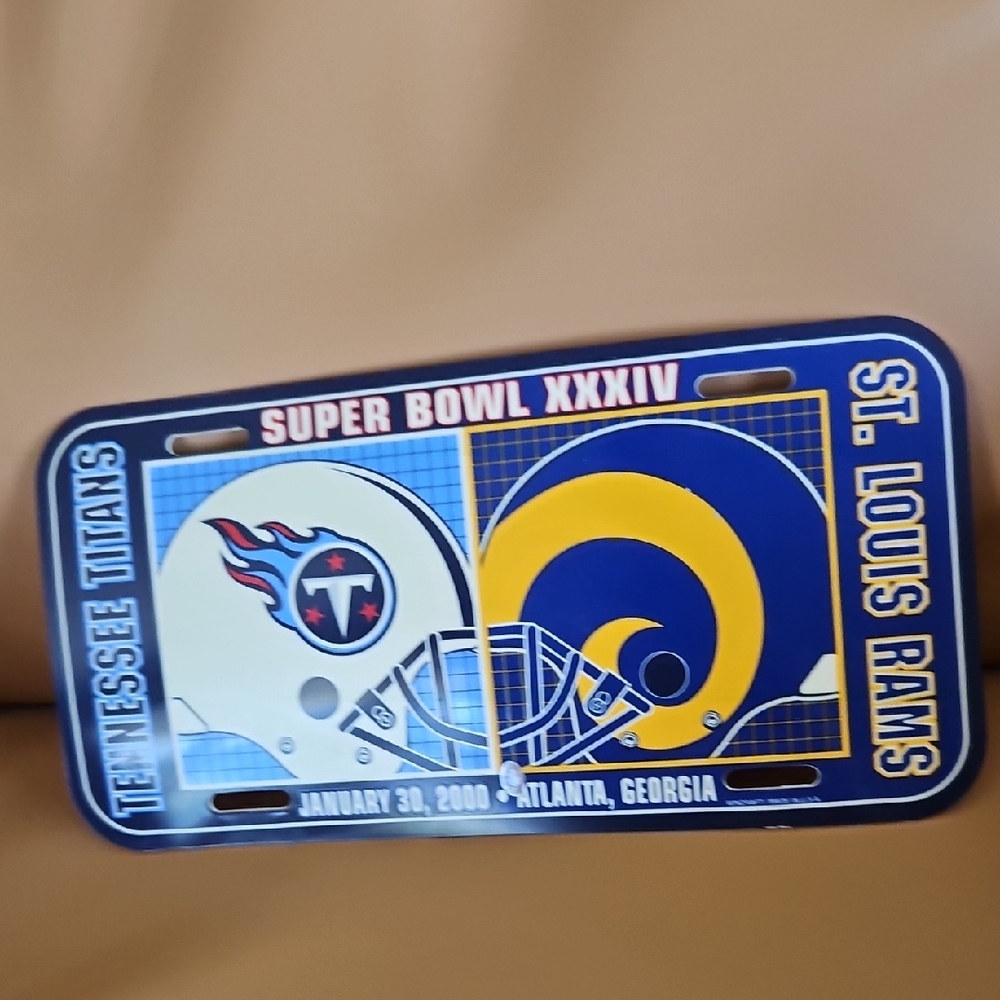Wincraft Super Bowl XXXlV License Plate. Tennessee Titans/St. Louis Rams.